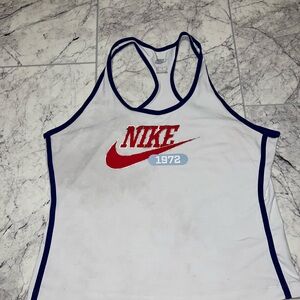 Nike White Tank Top with Blue Trim